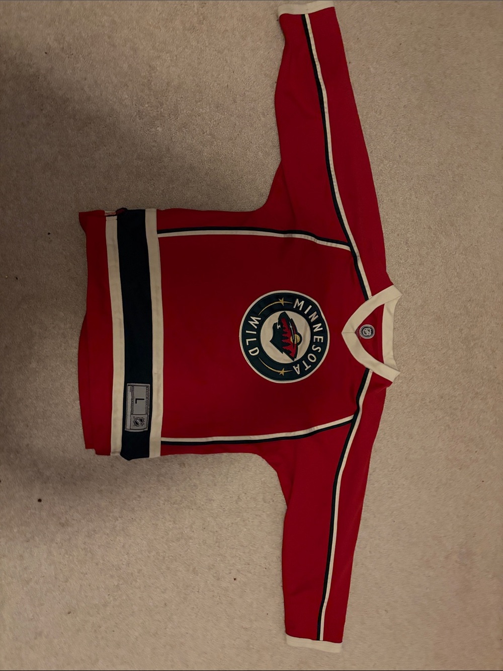 NHL Red Minnesota Wild Kids Hockey Jersey with White & Navy Trim